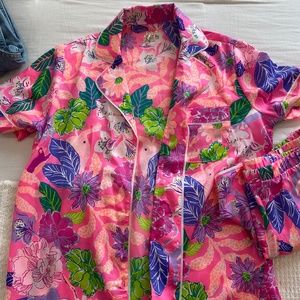 lily pulitzer pjs set, breast cancer awareness